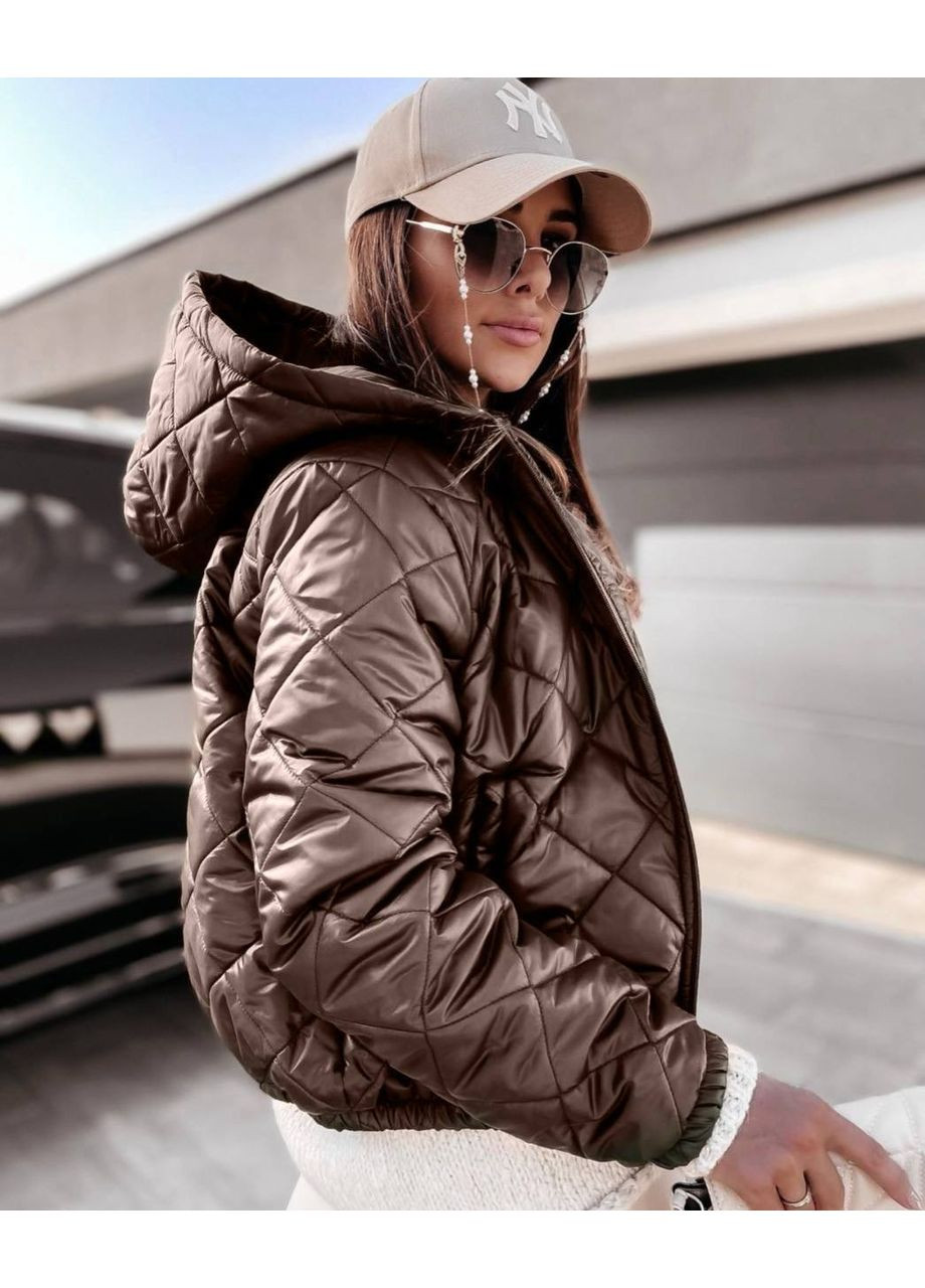 Коричнева демісезонна куртка жіноча димісезонна великих розмірів Style Point