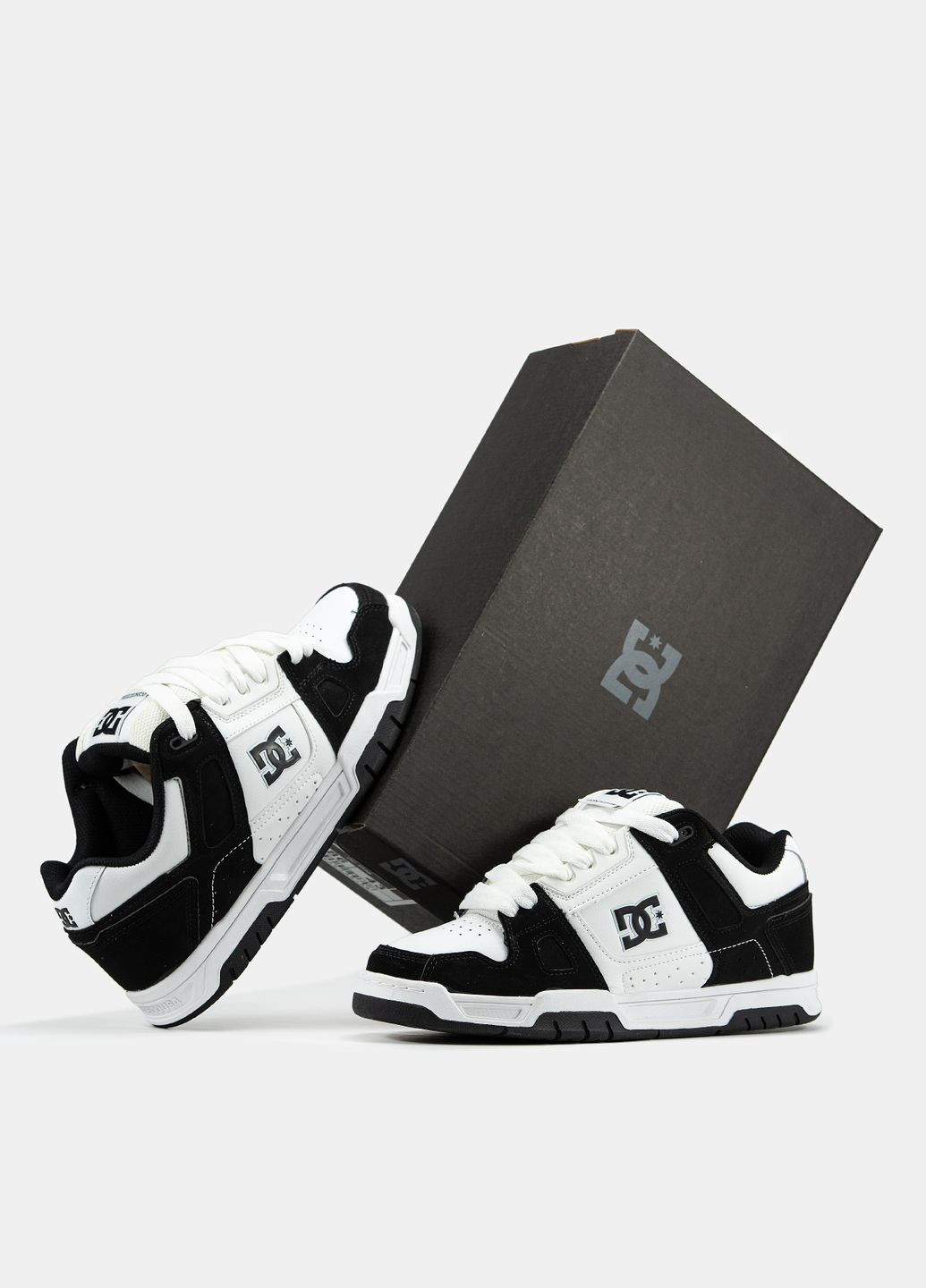 Белые демисезонные кроссовки мужские dc stag white black | дц белые No Brand