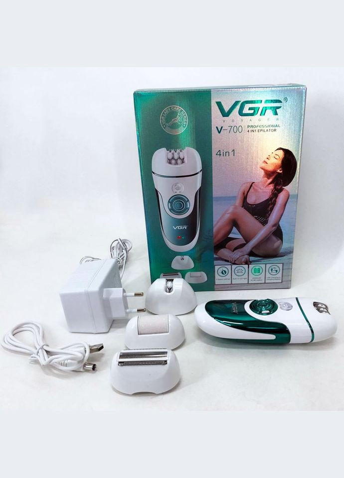 Эпилятор V-700 Женский беспроводной с подсветкой для ног и зоны бикини, пемза, электробритва для ног VGR (364664270)