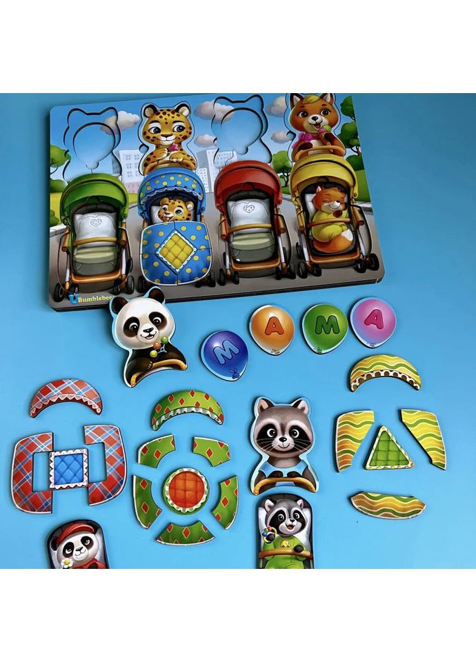 Деревянная настольная игра «Звери в колясках?» Ubumblebees (365639937)