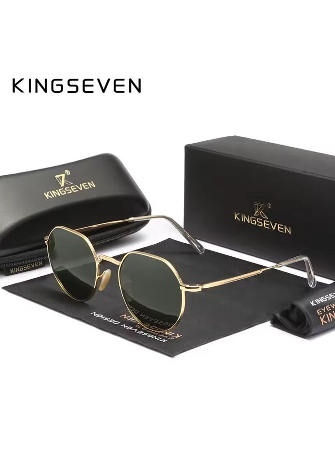 Чоловічі поляризаційні сонцезахисні окуляри 7119 Gold Green KINGSEVEN (351365005)