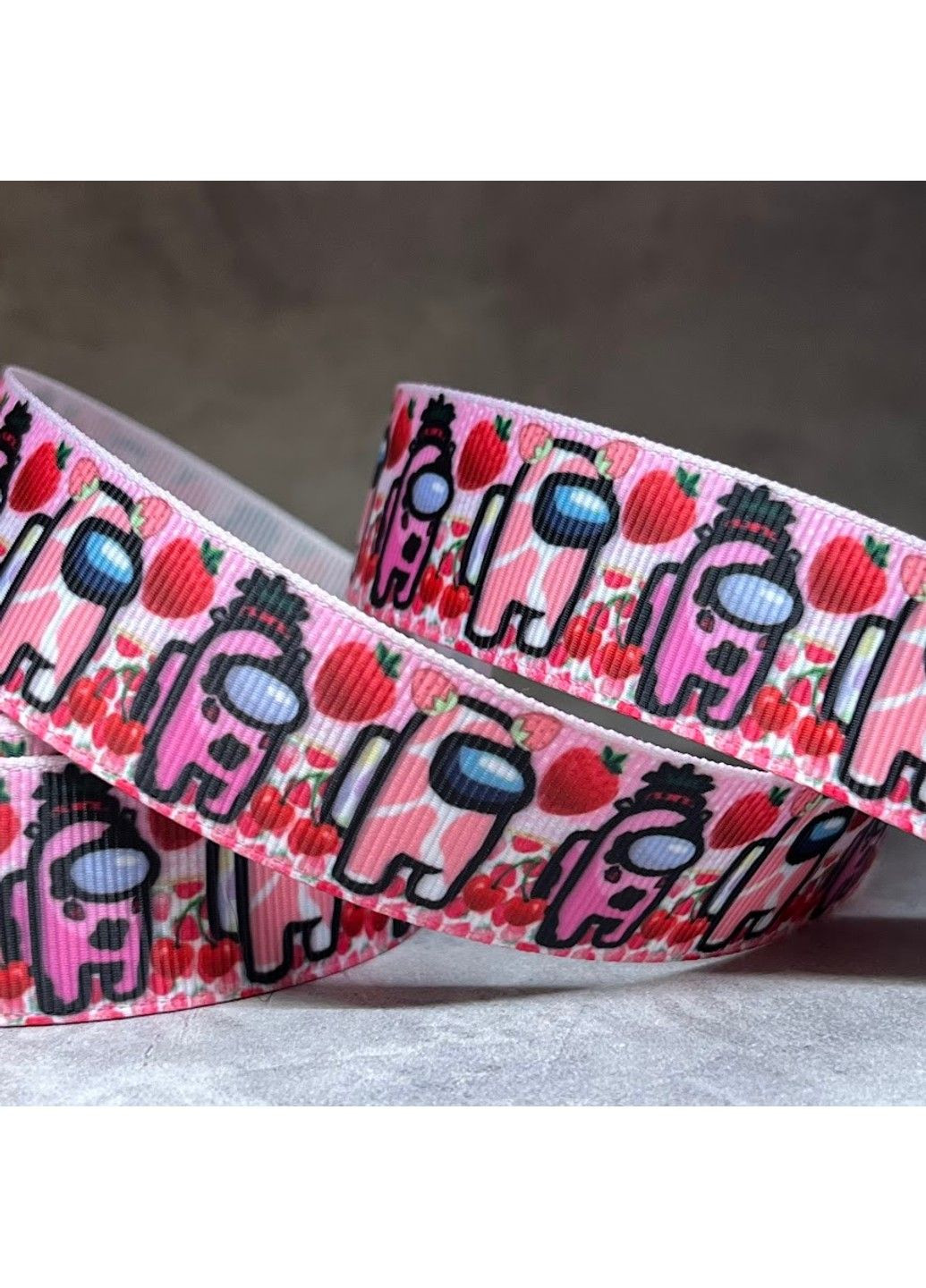 Репсова стрічка 2,5 см Амонг Ас (полуничка), арт 011480, 1 метр No Brand (315723591)