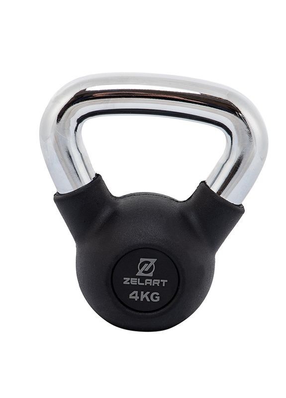 Гиря чугунная с резиновым покрытием и хромированной ручкой TA-7794 4кг (56363241) Zelart (322732764)