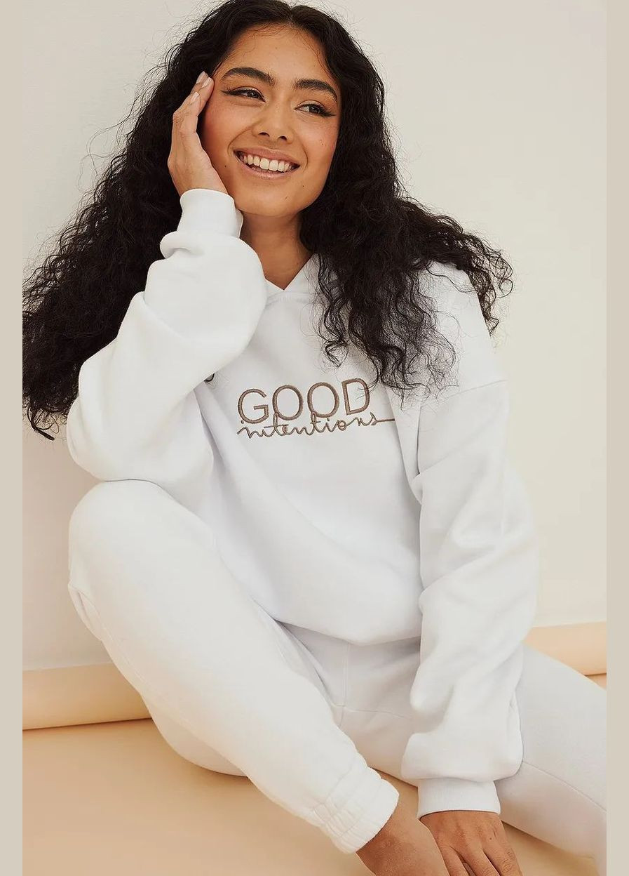 Худи флис,белый, NA-KD (301442705)