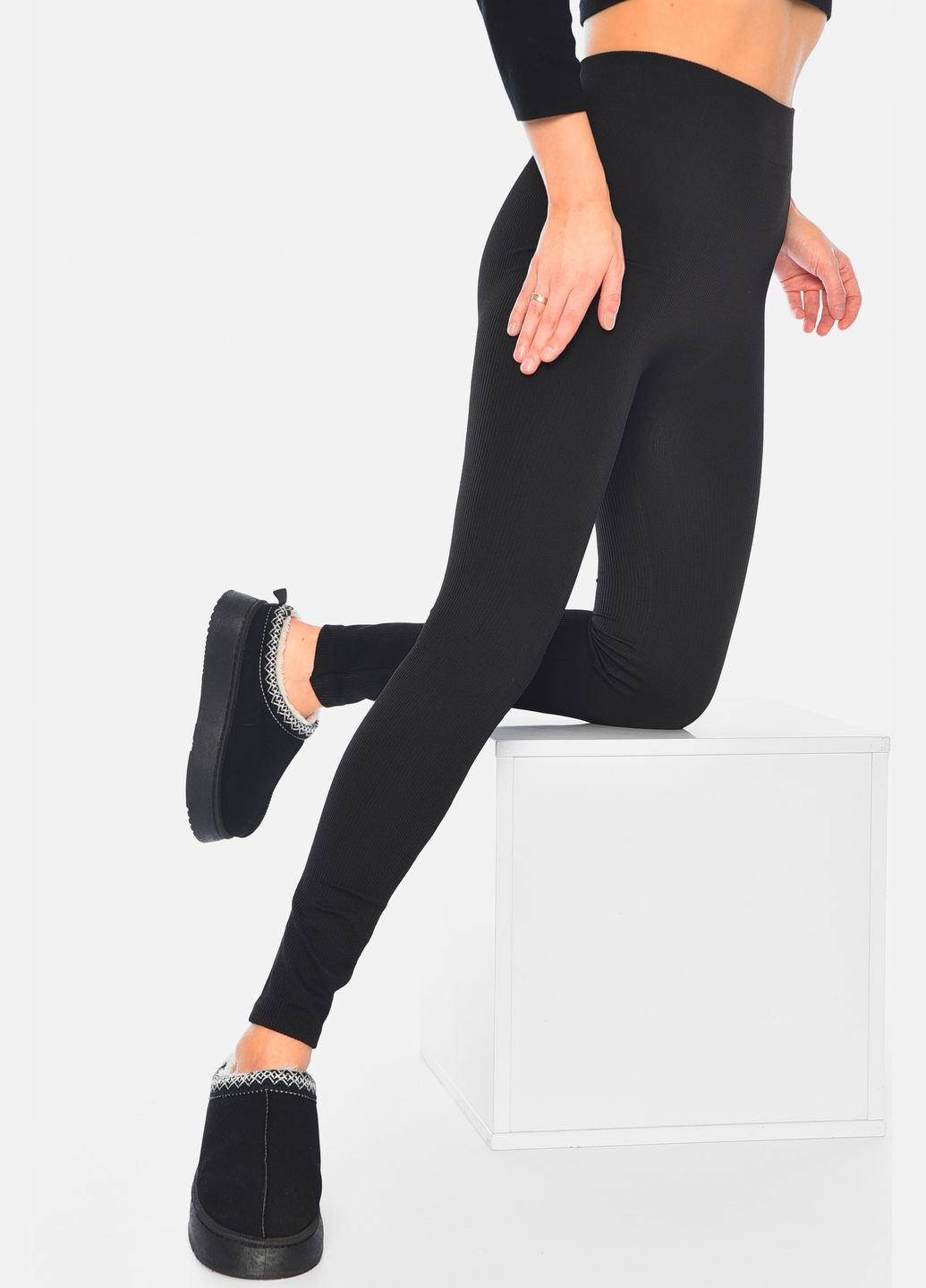 Лосини жіночі в рубчик чорного кольору Let's Shop (317211422)