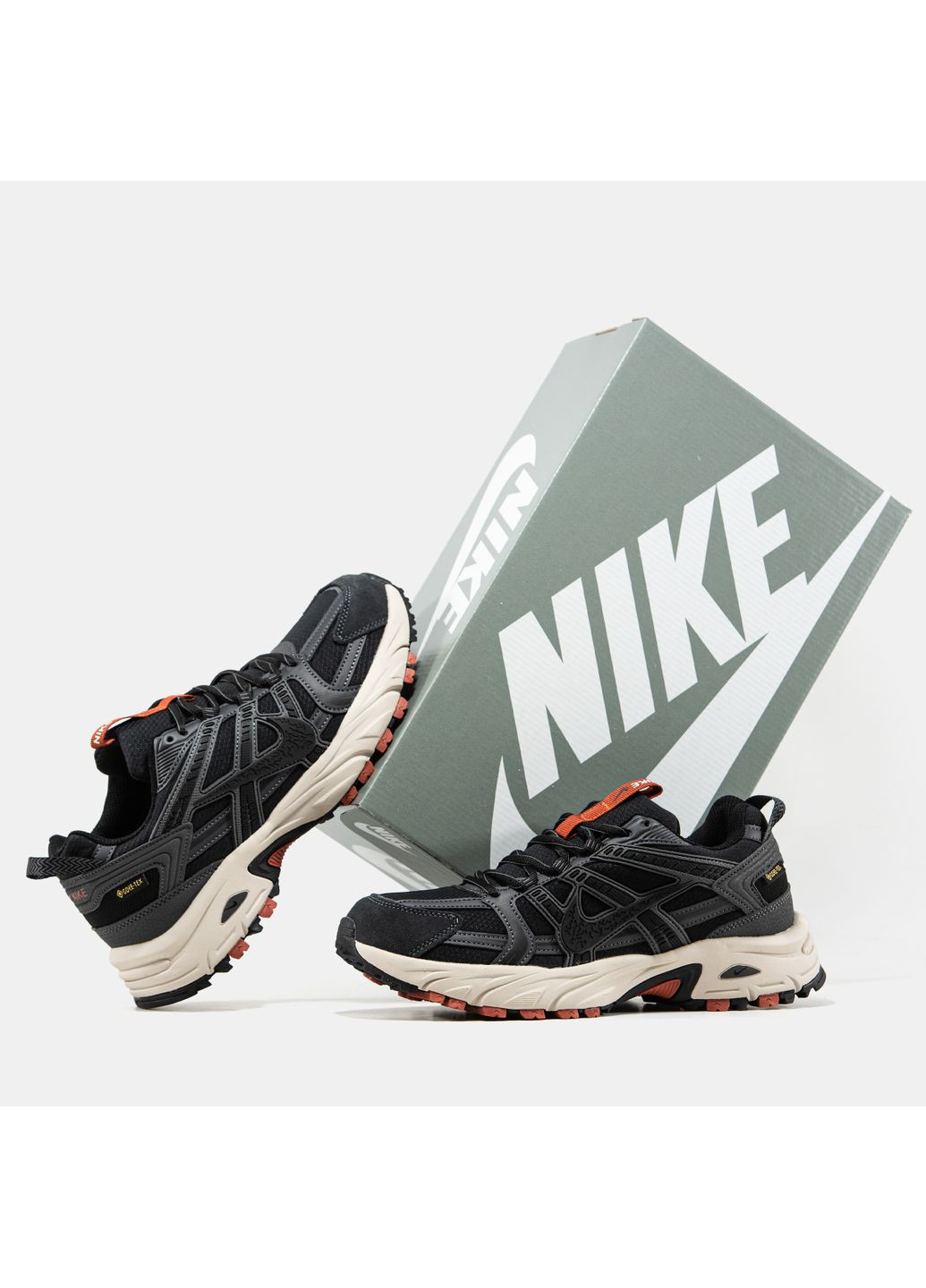 Черные демисезонные кроссовки мужские nike v2k black orange gore-tex termo | найк в2к рантекк термо черные No Brand