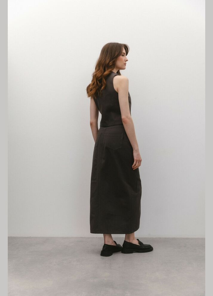 Жилет графітовий з V-подібним вирізом на ґудзики MKAZ6515 Modna KAZKA (336933821)