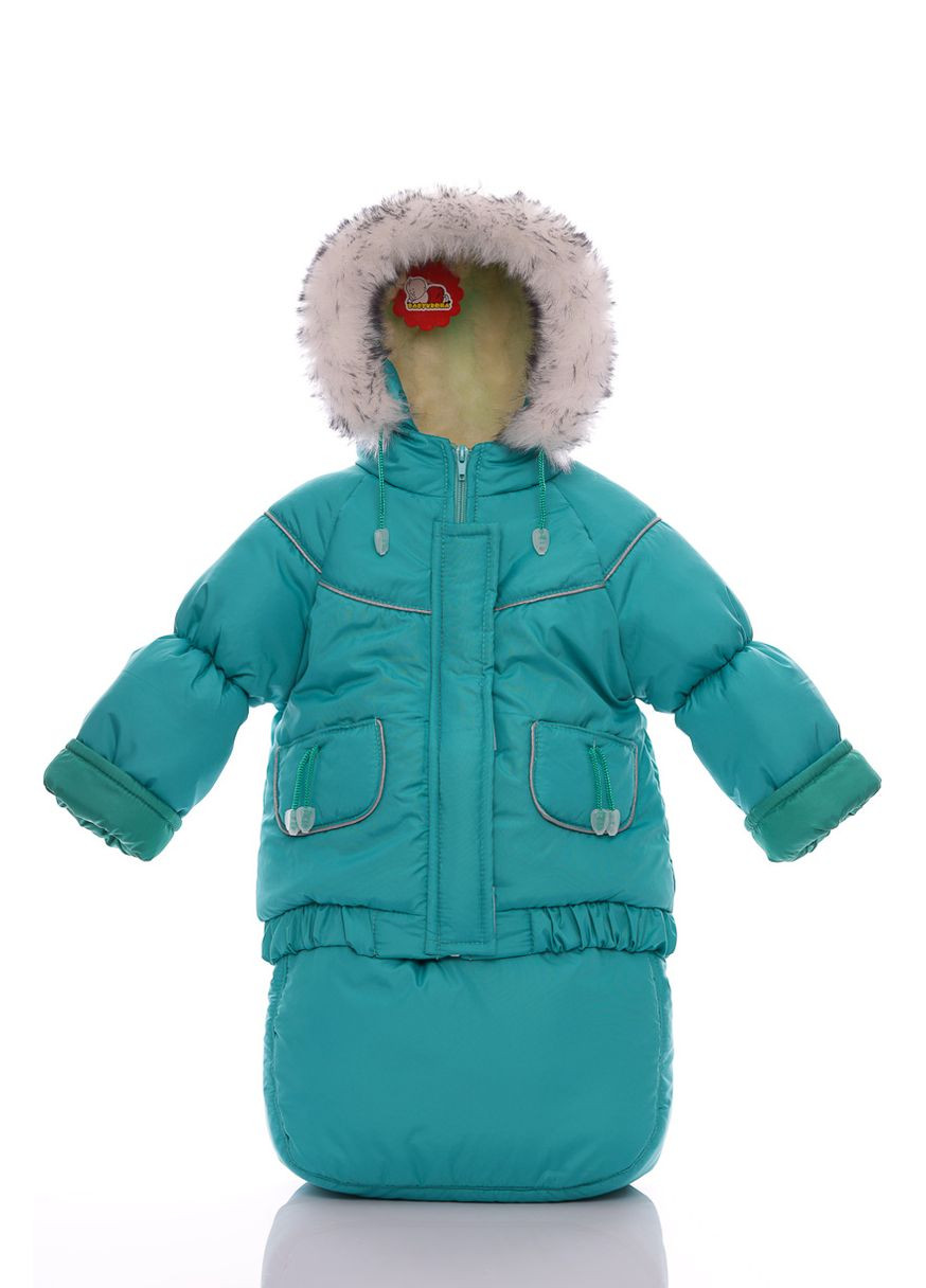 Комбинезон Конверт на меху для мальчика Тройка мех белый с черным морская волна 98 см (51361) BABYKROHA (298685900)