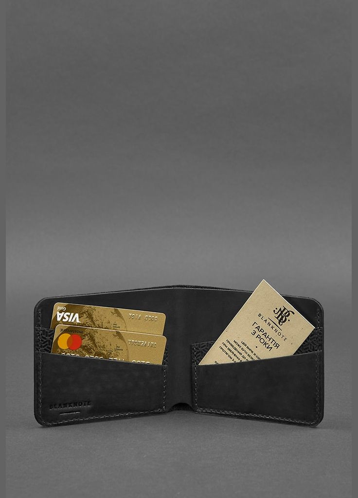 Чоловіче шкіряне портмоне 4.1 (4 кишені) чорне Карбон (A-026204) BlankNote (328444871)