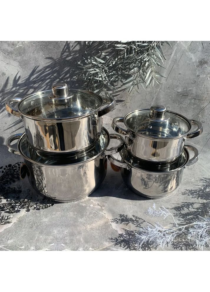 Набір каструль із нержавіючої сталі EB-3734 8 предметів Edenberg (360654449)