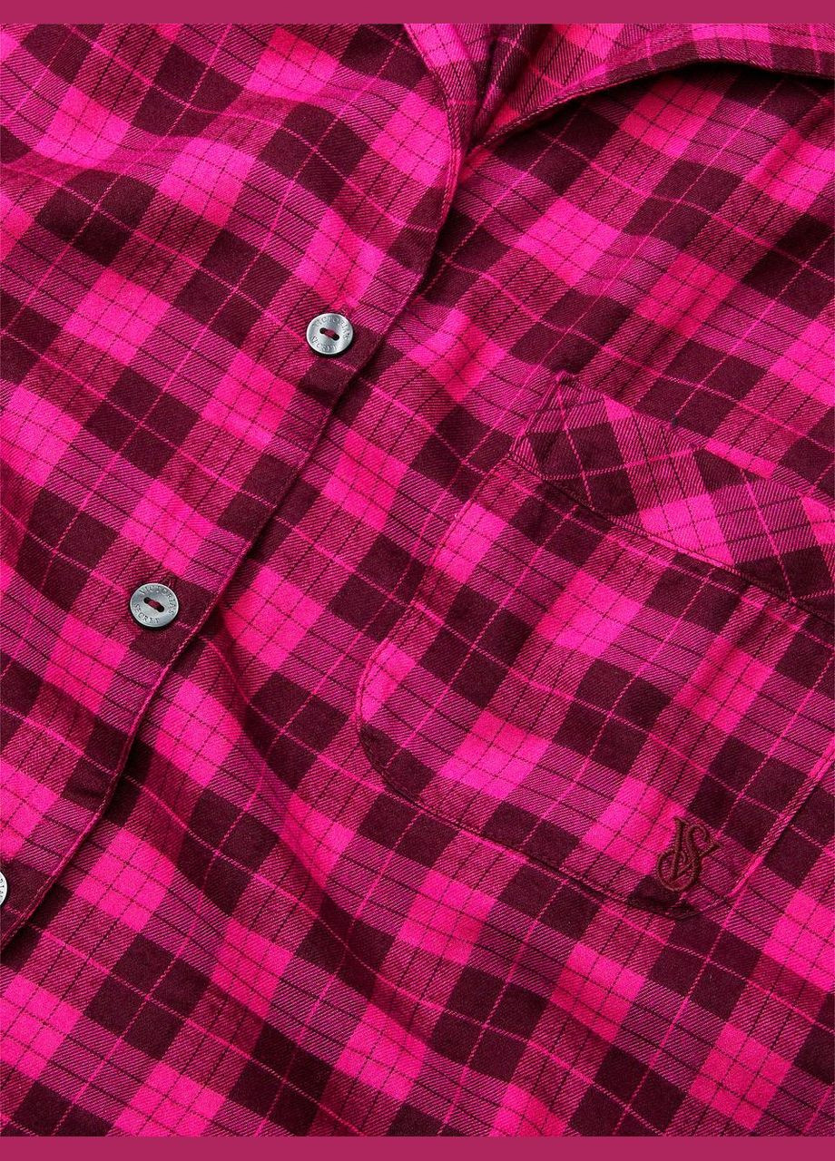 Розовая всесезон пижама long pajama set flannel (рубашка+штаны) s розовая Victoria's Secret