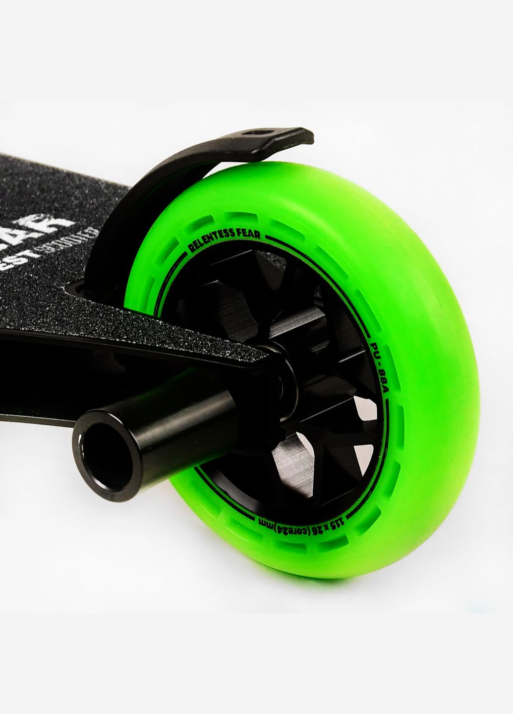 Самокат трюковий "FEAR" SCS система, пеги, алюмінієвий диск та дека, колеса PU. Black and green (112902) Best Scooter (340908711)
