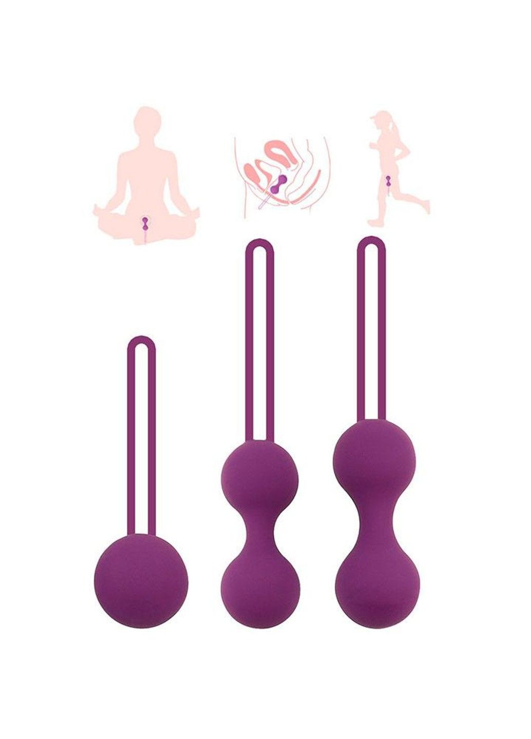 Фиолетовый набор силиконовых вагинальных шариков 3 шт. No Brand (288538304)