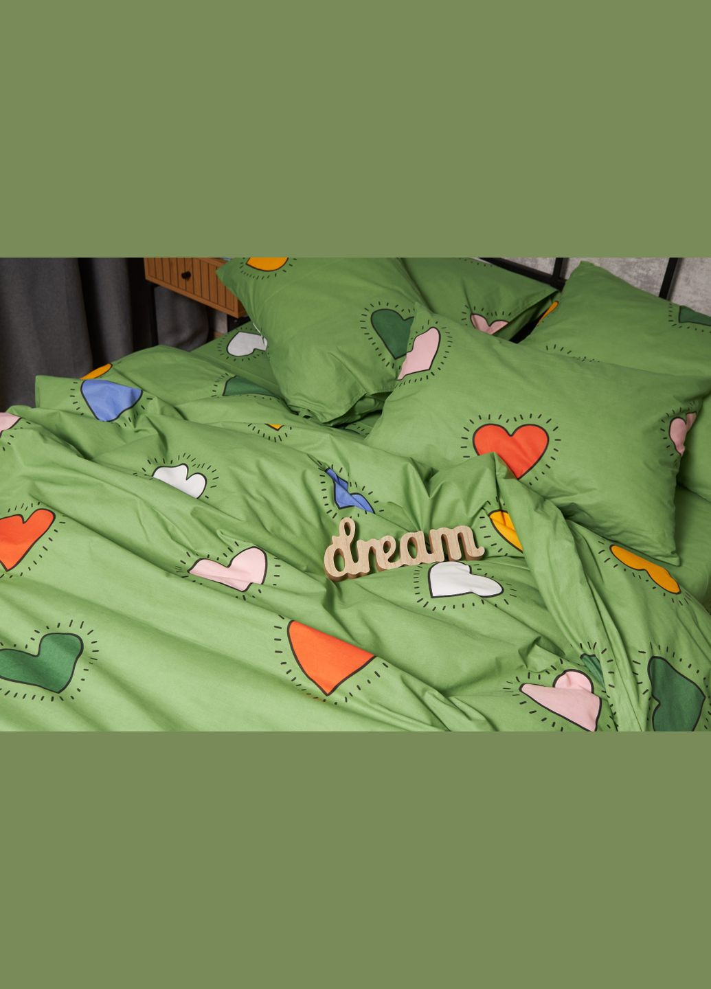 Комплект постільної білизни Бязь Gold Люкс «» євро 200х220 наволочки 2х40х60 (MS-820005365) Moon&Star Rainbow Hearts (296909956)