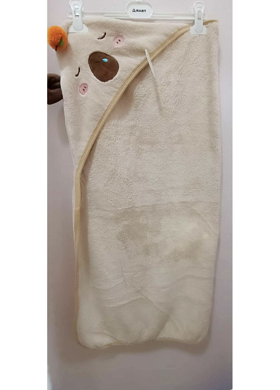 Полотенце детское Зайчик Размер 80*88 см Розовая No Brand однотонный бежевый