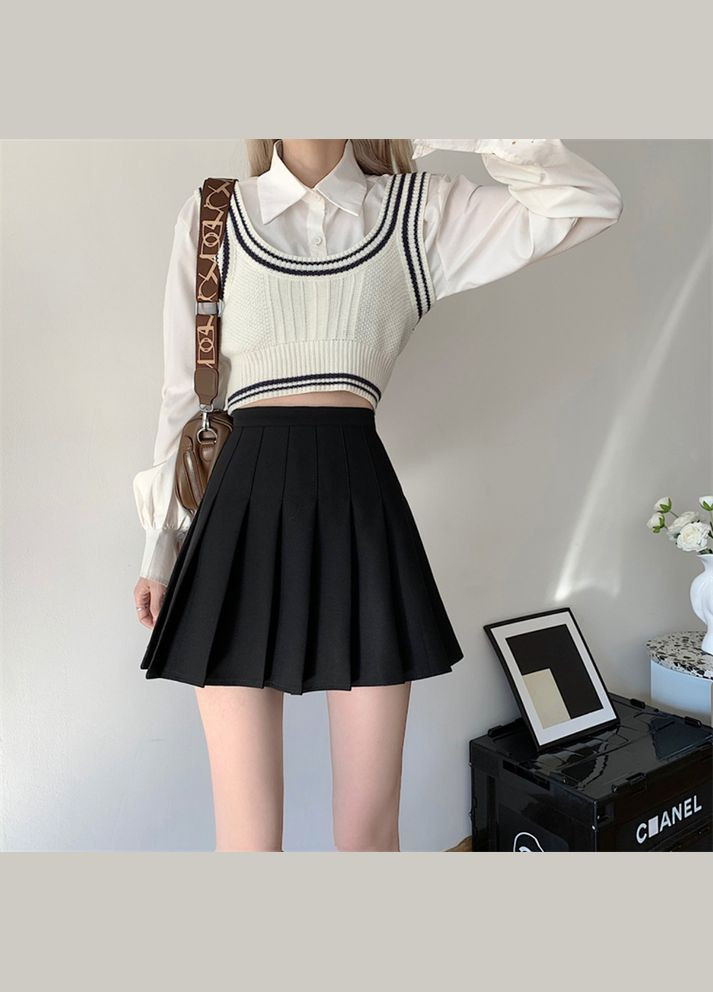 Спідниця шкільна у складку з шортами чорна 6501 104-128 (XS) No Brand (351476368)