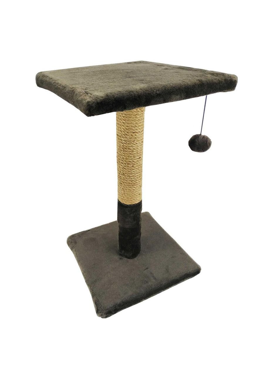 Когтеточка П6 и драпак столбик на подставке с полкой 30х30х50 см шоколад (джут) Пухнастики (304424211)