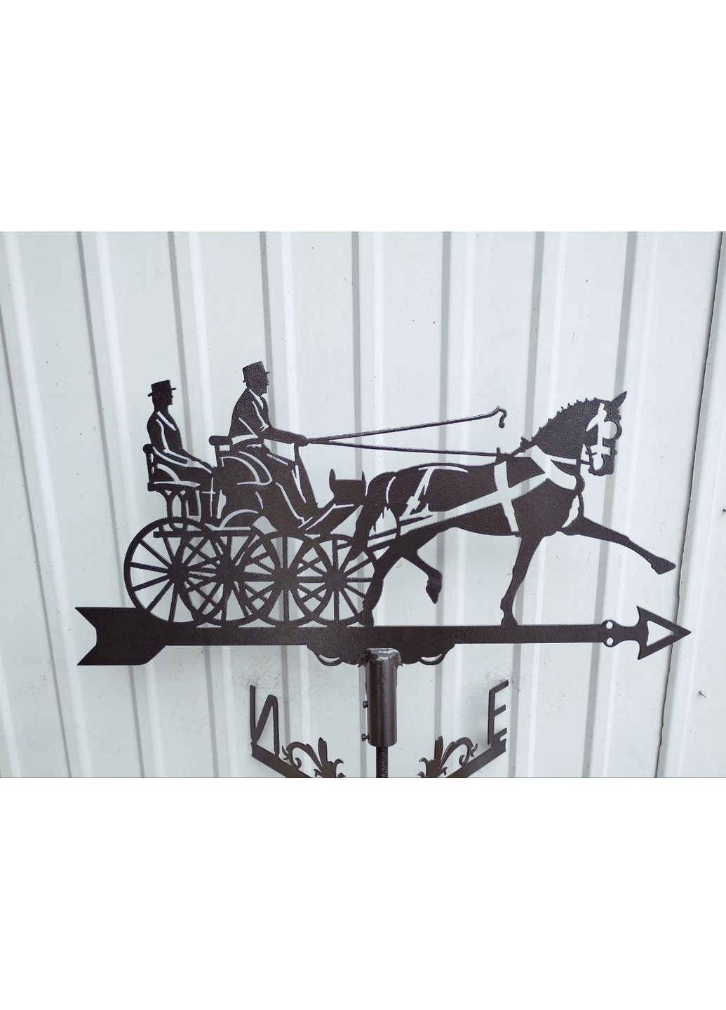 Флюгер на дом Карета из металла 2 мм, флюгер на крышу Серендый 70 см No Brand (368896578)