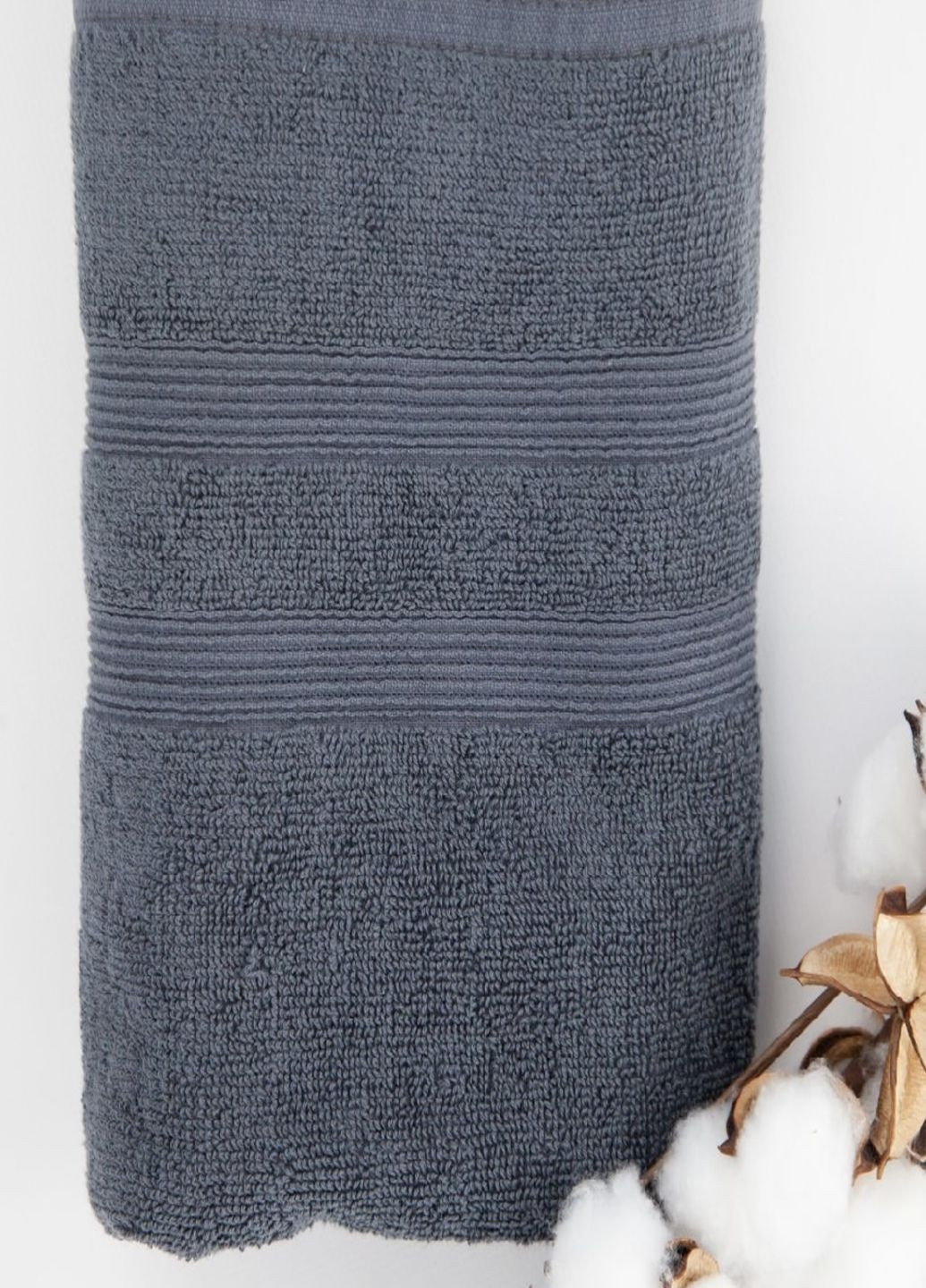 Рушник 70х140 см махровий сірий щільність 500 г/м2 ТЕП смужка сірий