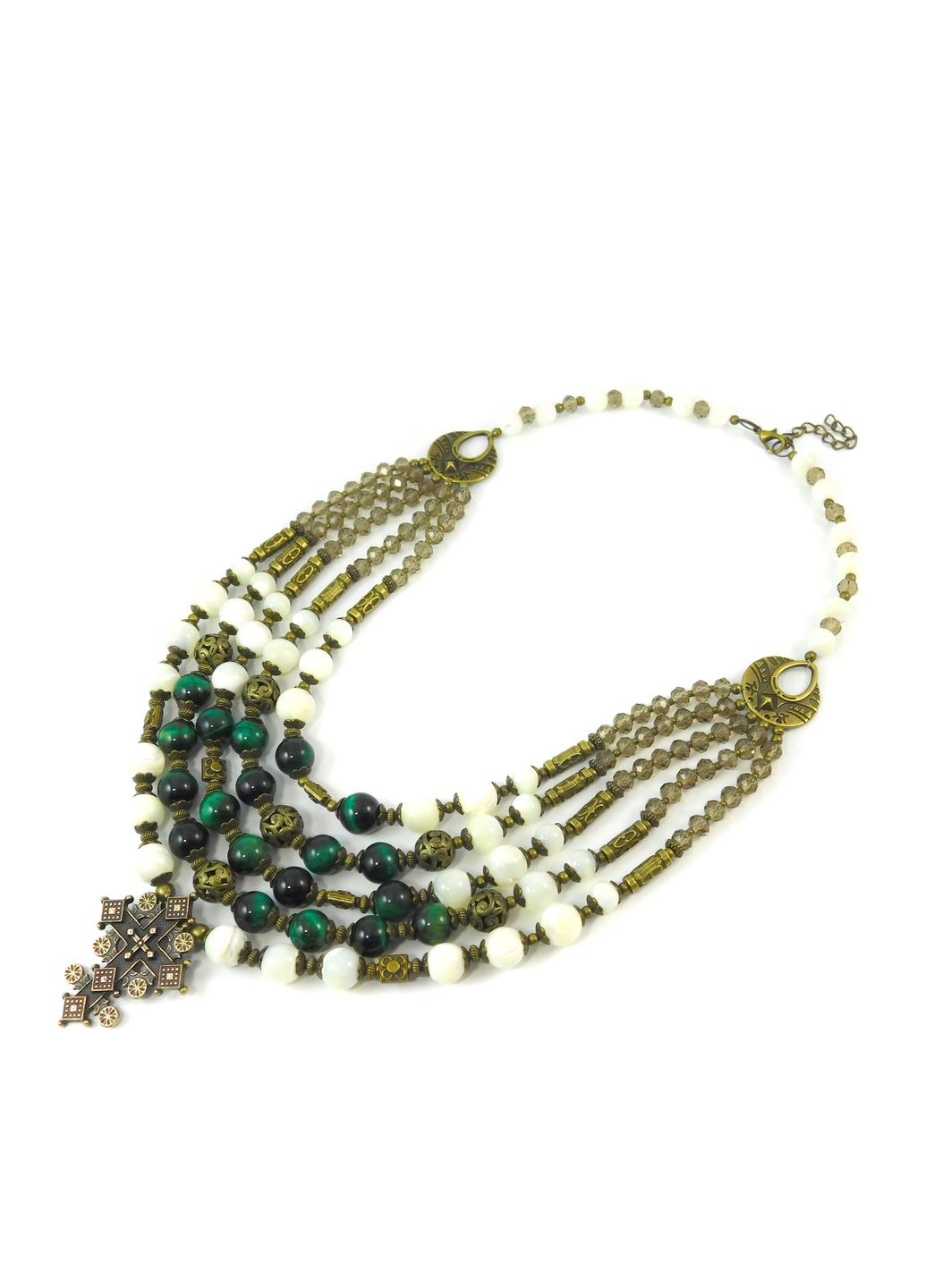 Ожерелье "Тоф" Перламутр, Кошачий глаз, чешское стекло Fursa fashion (322444581)