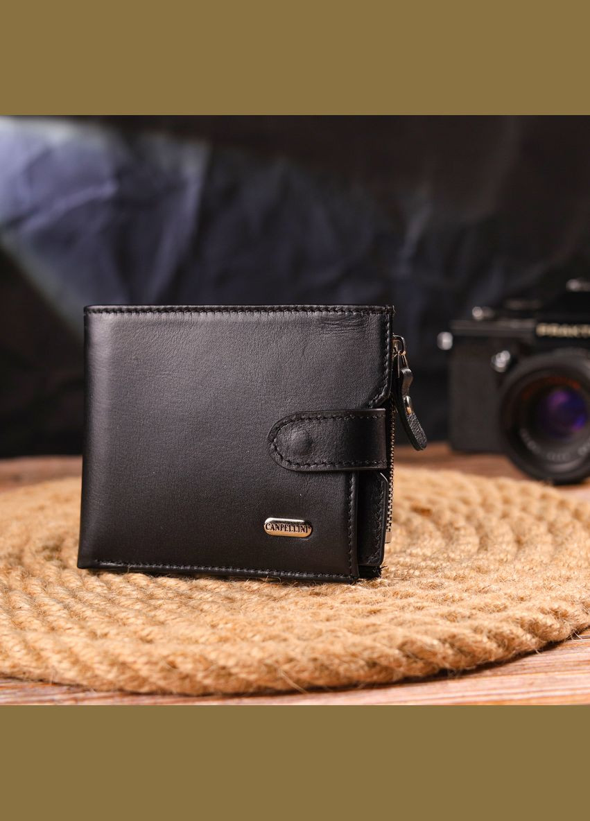 Стильний чоловічий горизонтальний гаманець із натуральної гладкої шкіри 21505 Canpellini (331906962)