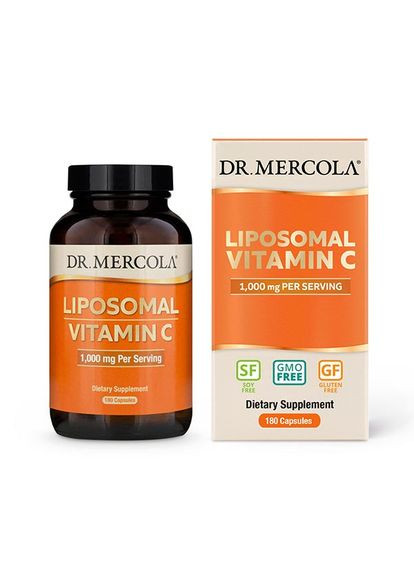 Витамины и минералы Liposomal Vitamin C 1000 mg, 180 капсул Dr. Mercola (322209083)