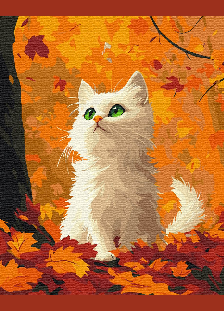 Картина за номерами на підрамнику Киця в опалому листі Brushme (317274758)