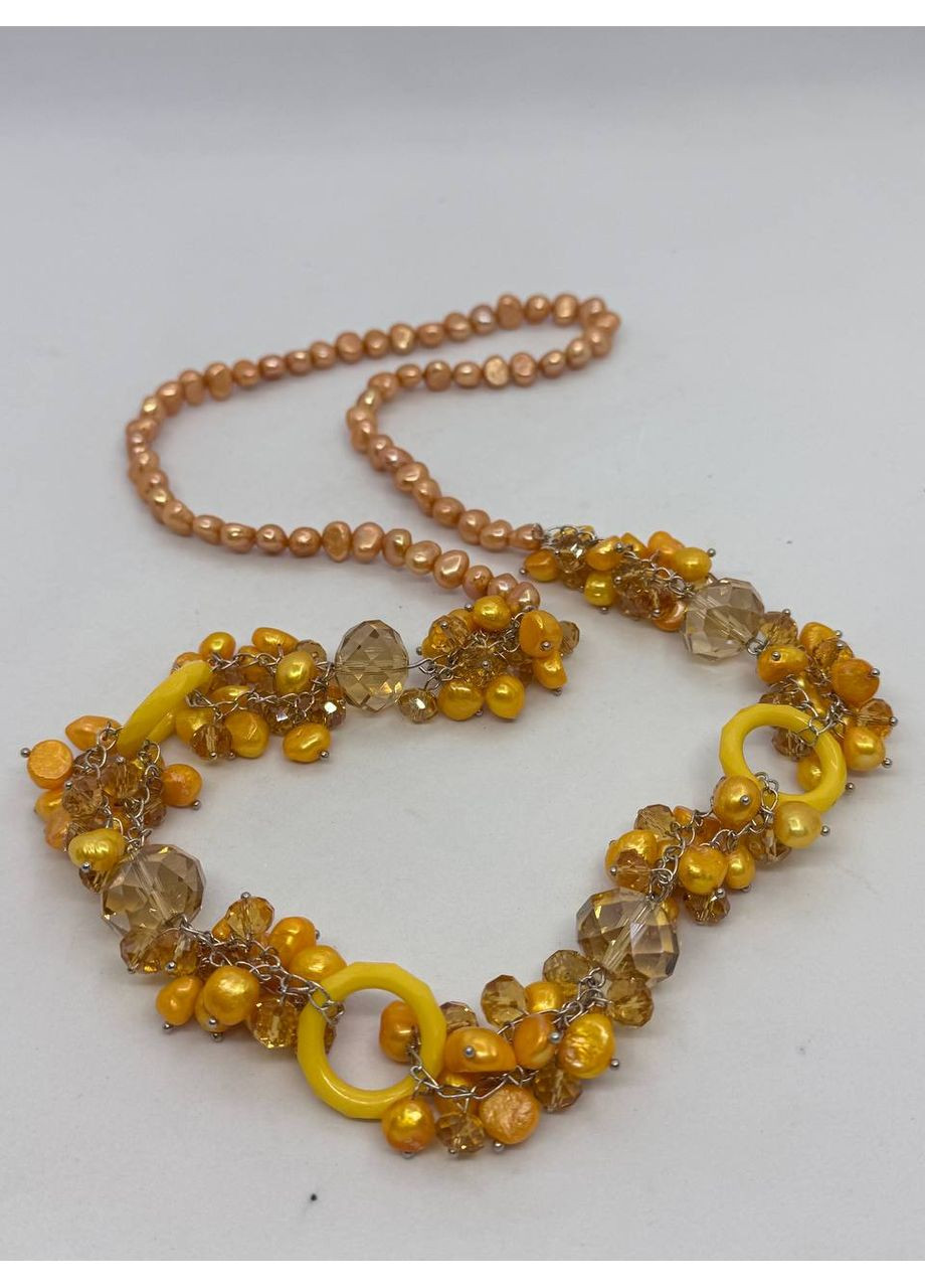 Намисто з скла та тонованих перлів 84 см Жовтий No Brand (368561645)