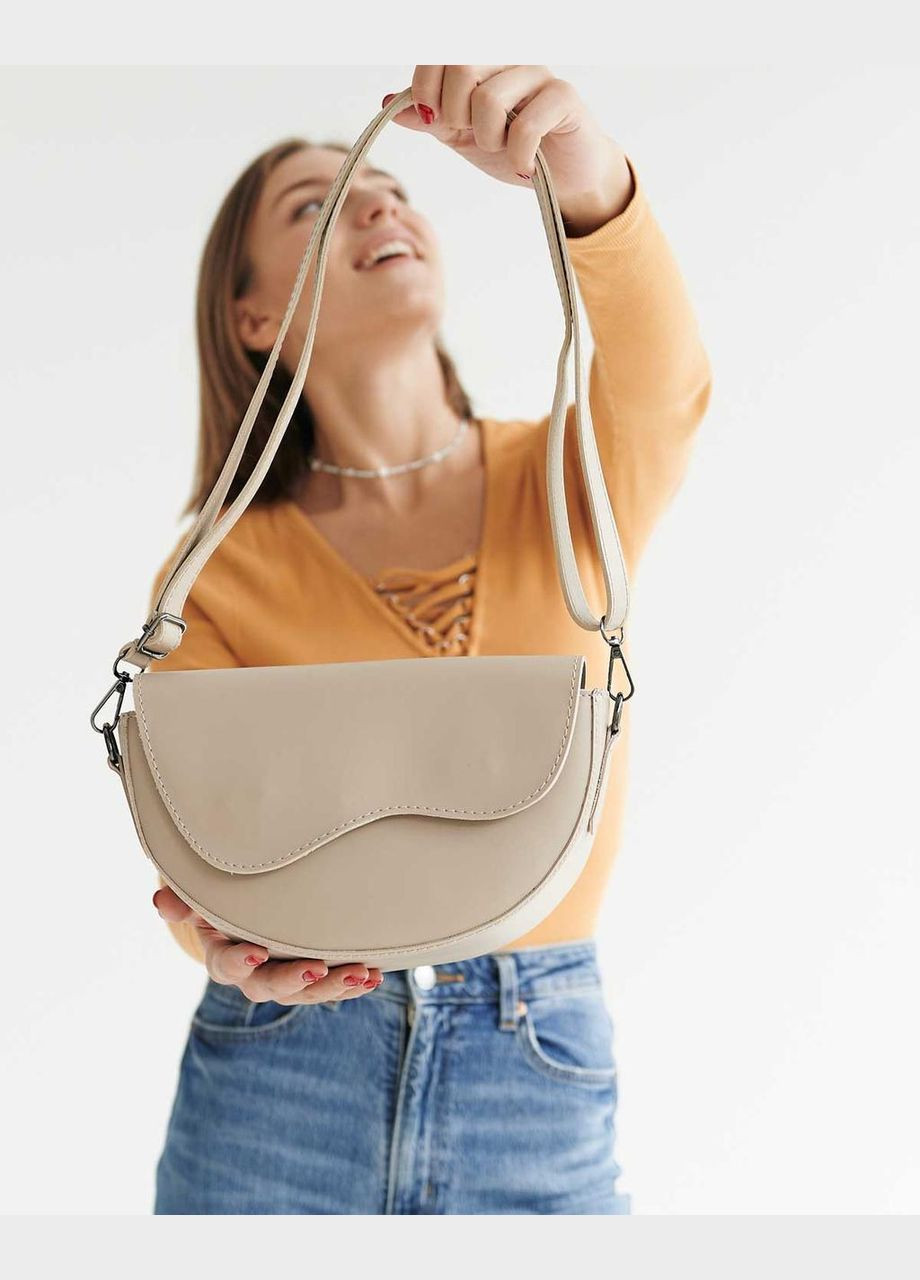 Молодіжна жіноча сумка через плече з екошкіри «Джейн» бежевого кольору WeLassie (298570949)