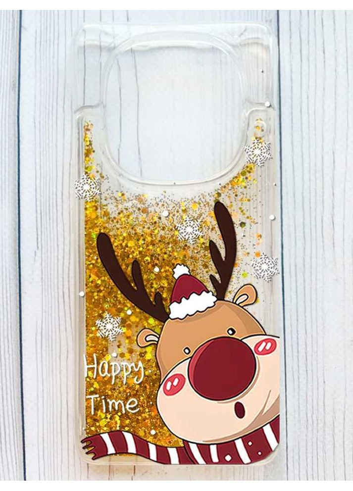 Чехол с плавающими золотыми блестками на Xiaomi Redmi Note 14 Pro 4G Зимний оленёнок (принт 155) Creative (363967337)