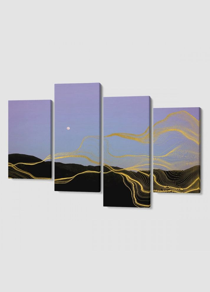 Модульная картина из четырех частей 129x90 см Black Mountains (MK412817) Malevich Store (333338943)