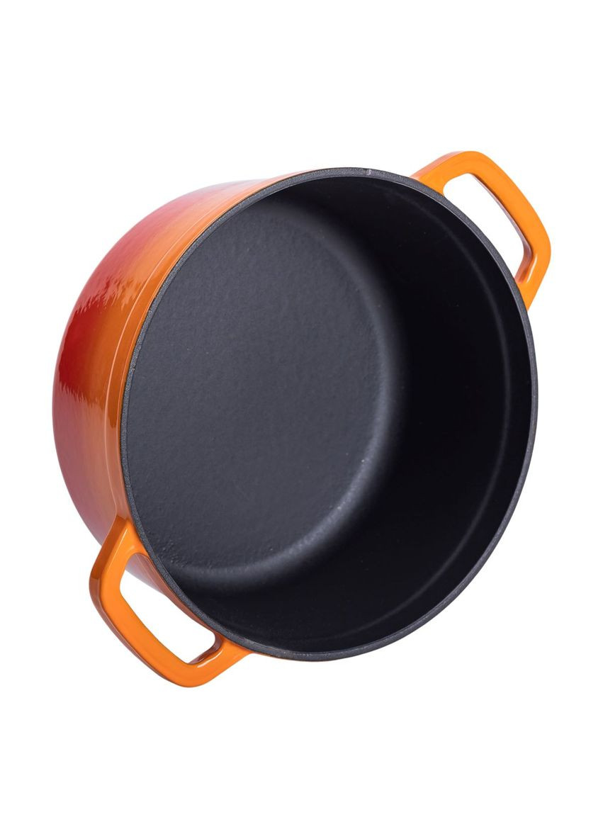 Каструля чавунна емальована 3 л з кришкою Ø24 см Помаранчева HP-1-3O No Brand (353502282)