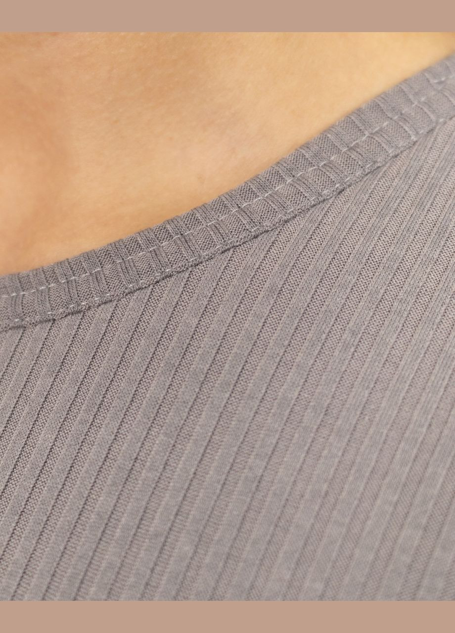 Темно-сіра всесезон піжама жіноча рубчик футболка з шортами темно-сірий Maybel