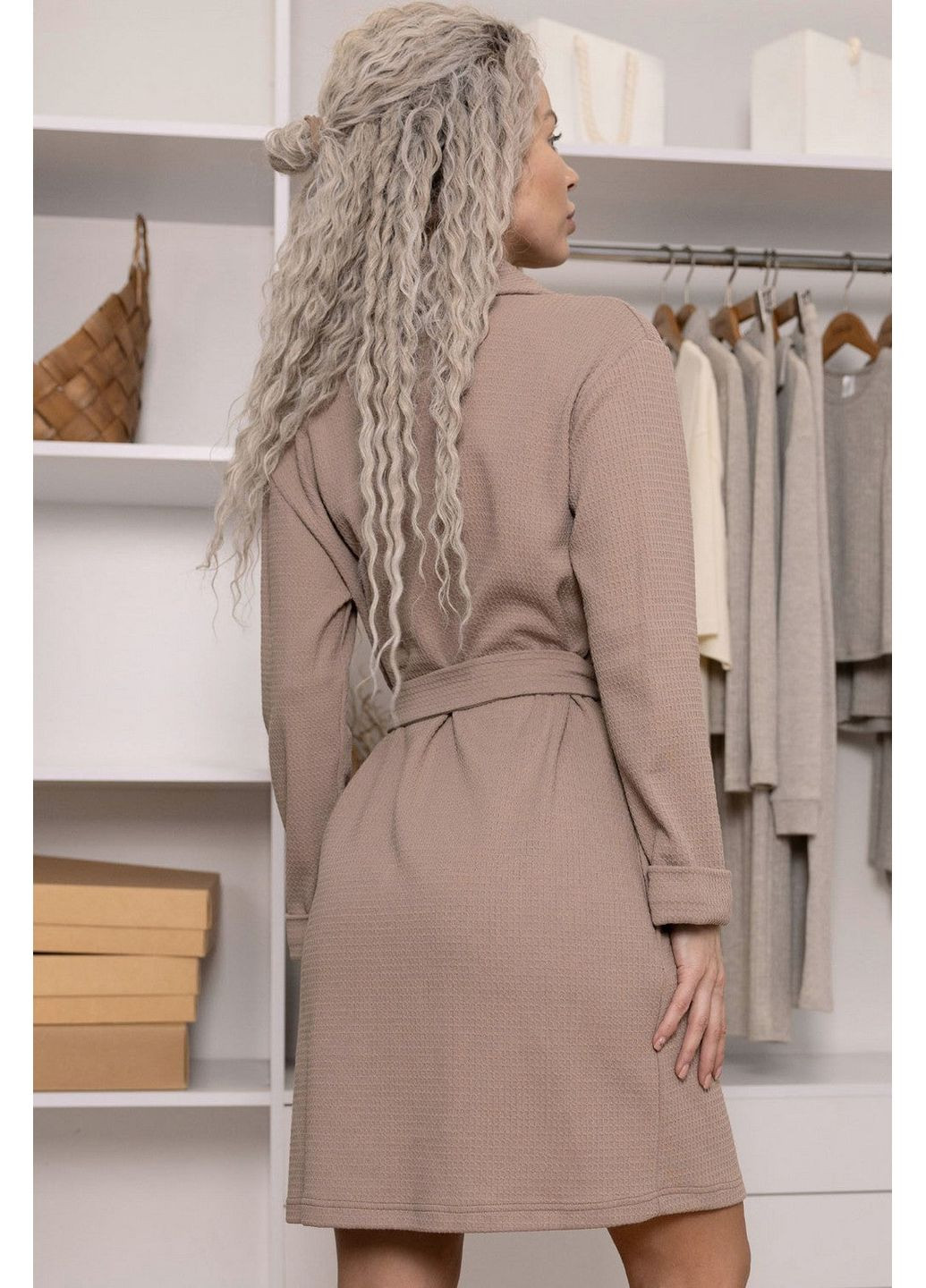 Бавовняний халат з поясом Leinle 1420/75004 chocolate (352260583)