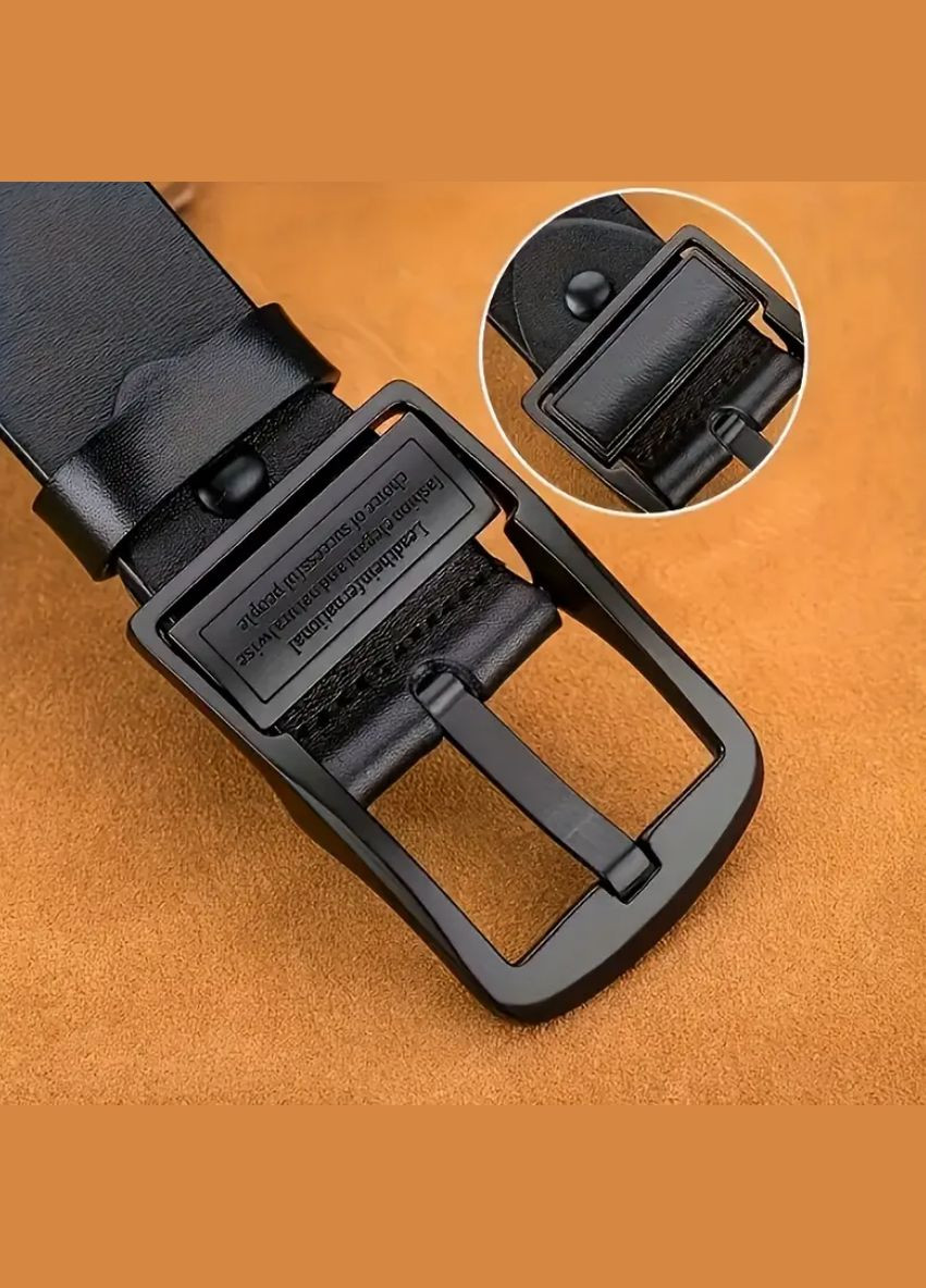 Ремінь чоловічий шкіряний стильний 120 см. Пряжка метал. Чорний No Brand (346269267)