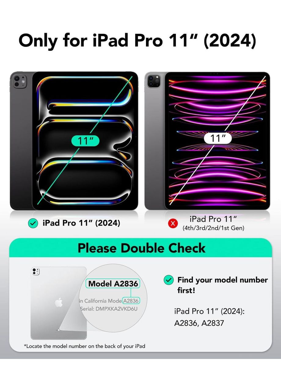 Чохол для iPad Pro 11" з тримачем для стилусу, знімним магнітним чохлом, вертикальною підставкою, для планшету темно-синій ESR (364273417)