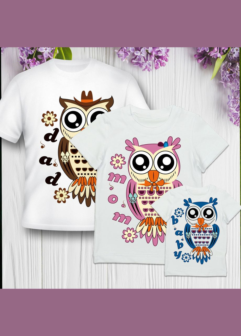 Футболки Фемілі Лук Family Look для всієї родини "Сови: тато, мама, дитина" Кавун футболка (316304578)