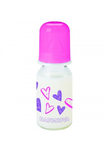 Пляшечка для годування Baby-Nova декор скляна 125 мл рожева (268145170)