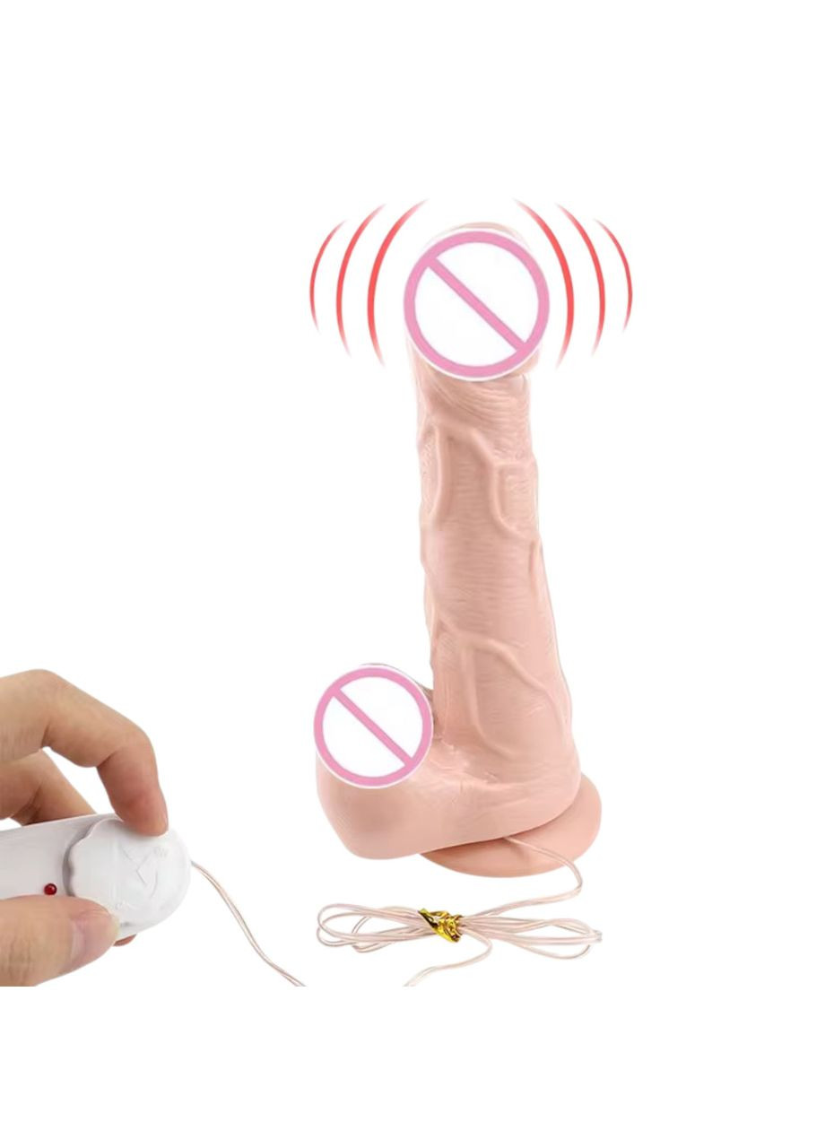 Вибратор на присоске для женщин реалистичный с мошонкой телесного цвета 14 см Sex Vibrator Realistic China (317747628)