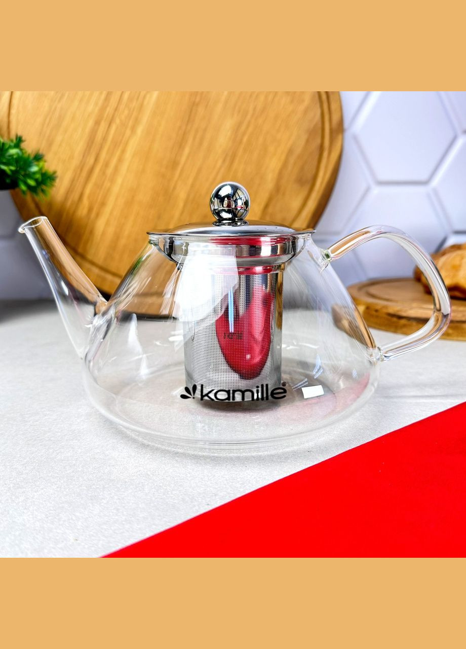 Стеклянный заварочный чайник для газовой плиты 1 л Kamille (316259979)