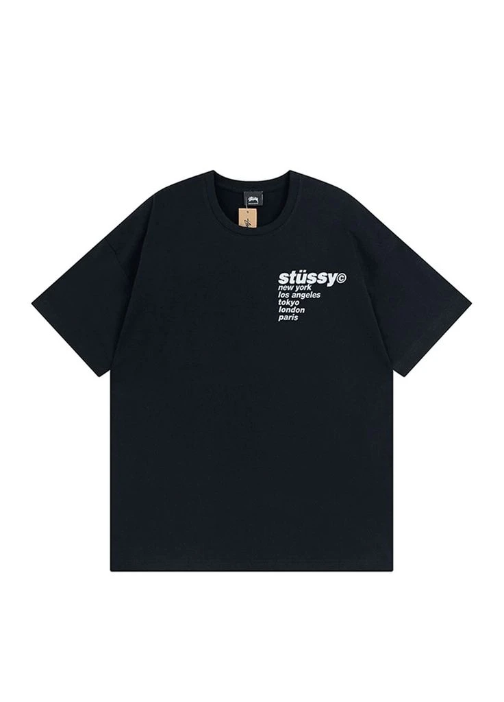 Черная футболка чёрная Stussy Strawberry Tee Black Mens