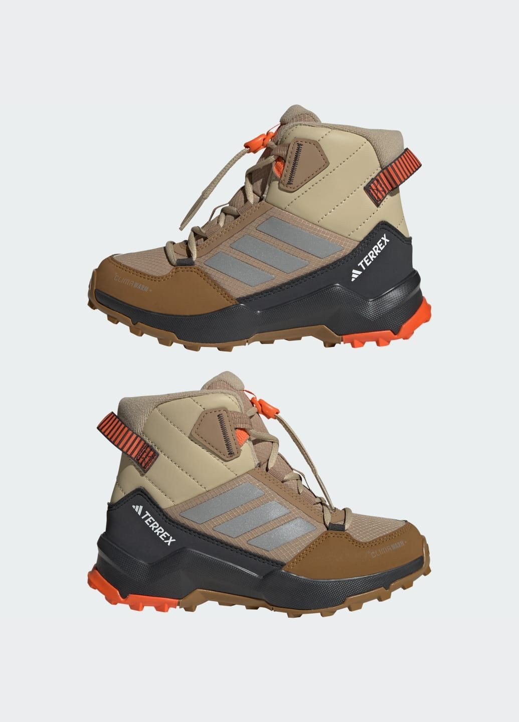 Коричневые спортивные осенние туристические ботинки terrex ax4r mid climawarm+ kids adidas