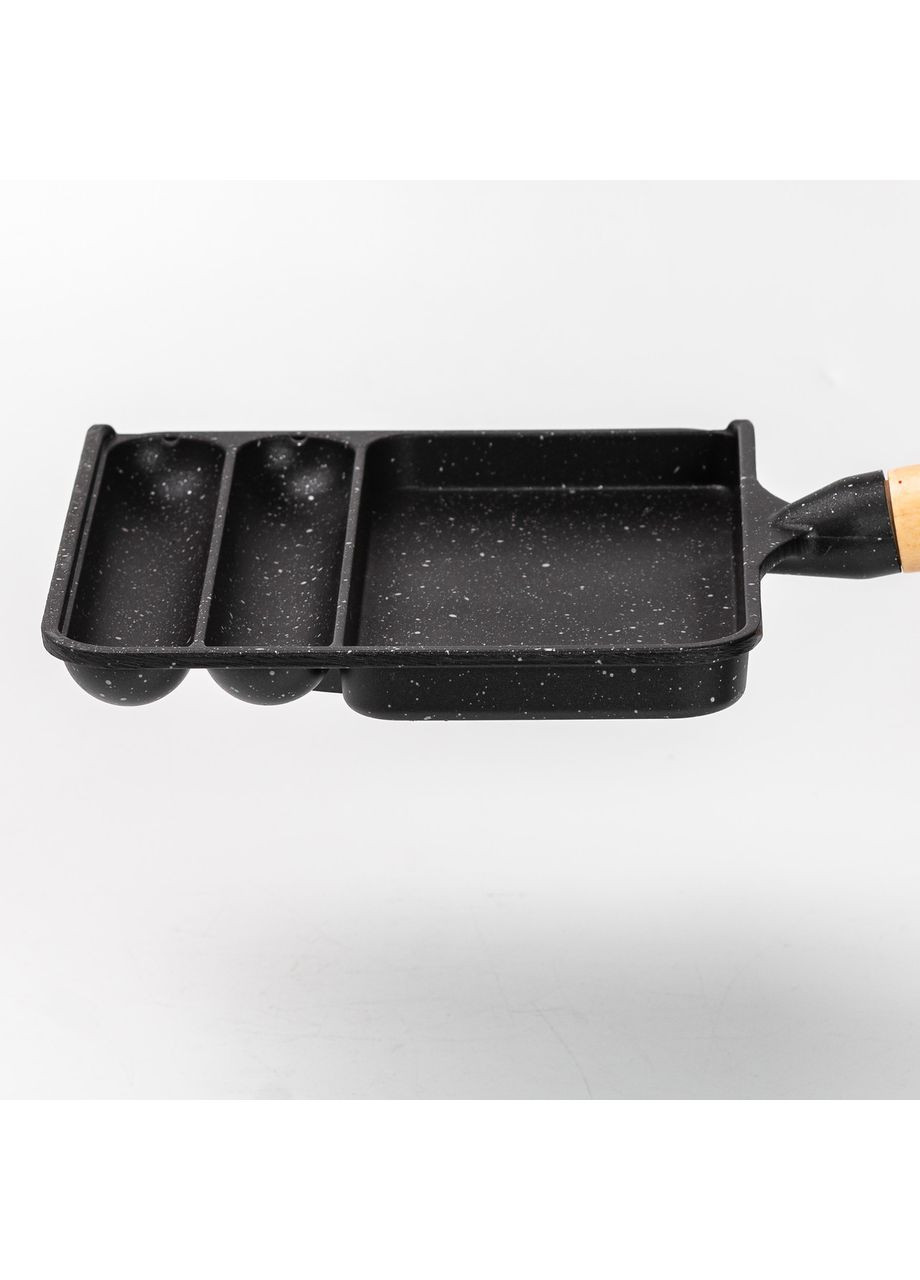 Сковорода прямокутна на 3 секції пательня з антипригарним покриттям для всіх плит чорна No Brand (367724315)