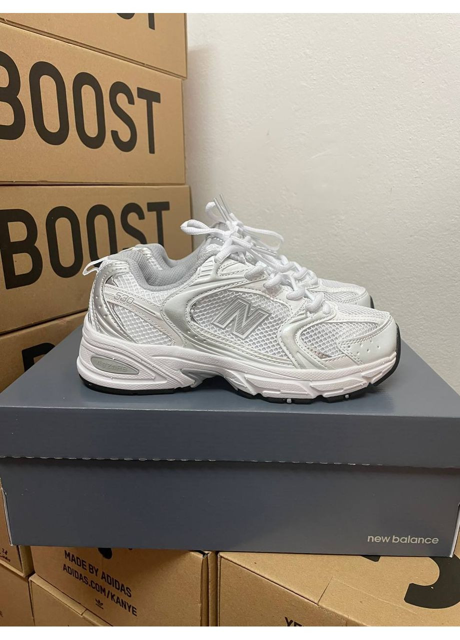 Білі Осінні кросівки чоловічі new balance 530 silver white premium нью беланс 530 No Brand