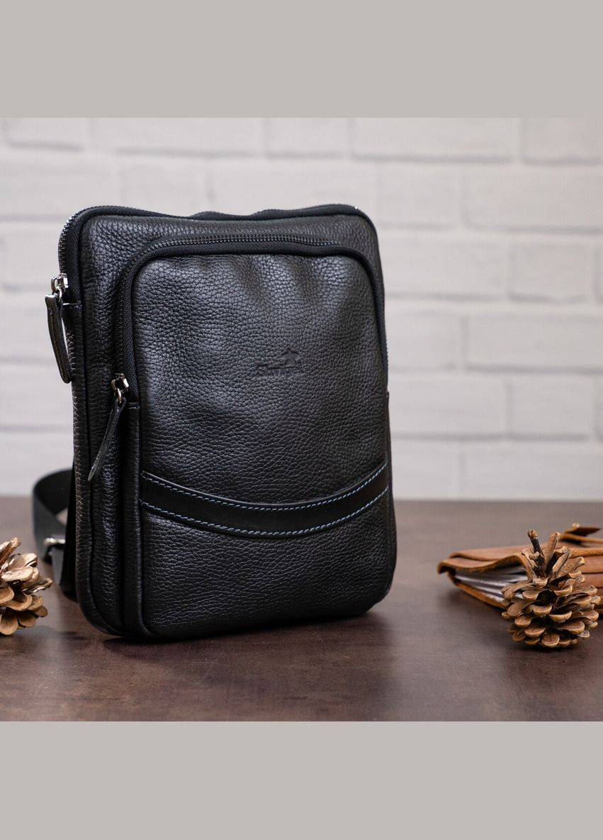 Сумка чоловіча через плече шкіряна 11090 Чорний Shvigel (302008660)