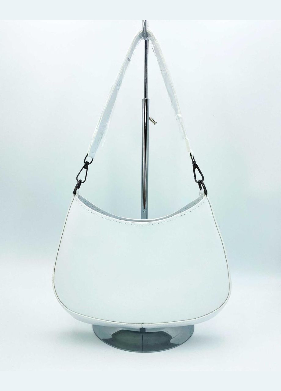 Стильна біла жіноча сумка з екошкіри з однією ручкою та довгим ремінцем «Флер» WeLassie (298571381)