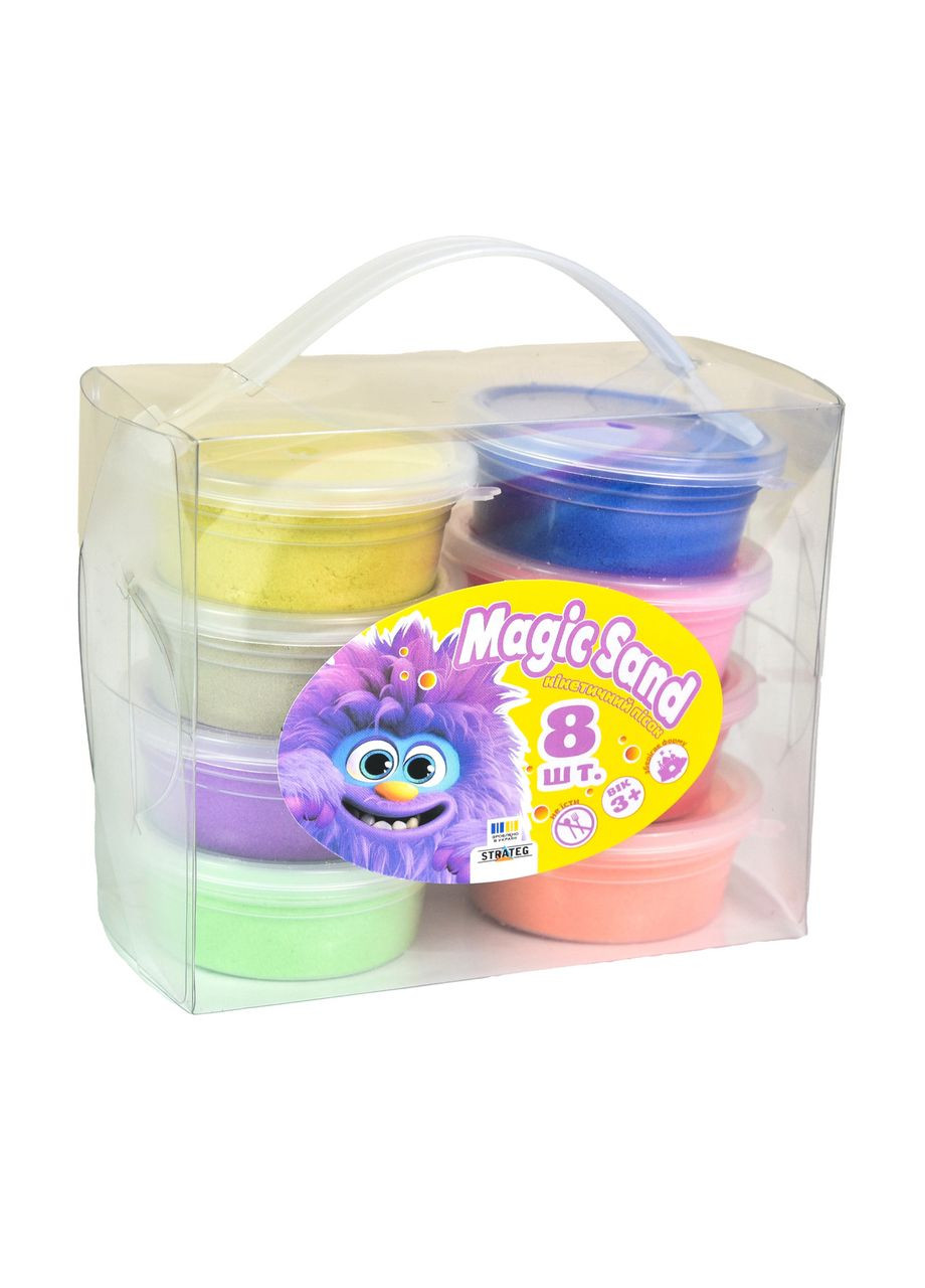 Набір кінетичного піску для дітей 3+ розвивальний м'який із ручкою 8 кольорів Strateg (362426007)