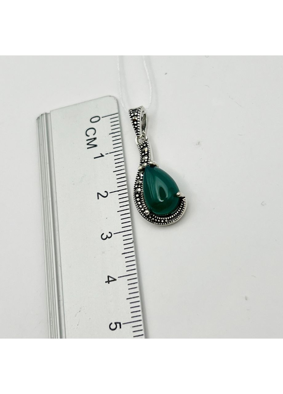 Кулон серебряный с хризопразом и марказитом 2,65 г No Brand (369737456)