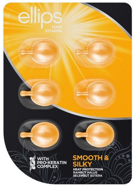 Вітаміни для волосся Hair Vitamin Smooth & Silky With Pro-Keratin Complex "Бездоганний шовк" 6 х 1 мл Ellips (324231388)