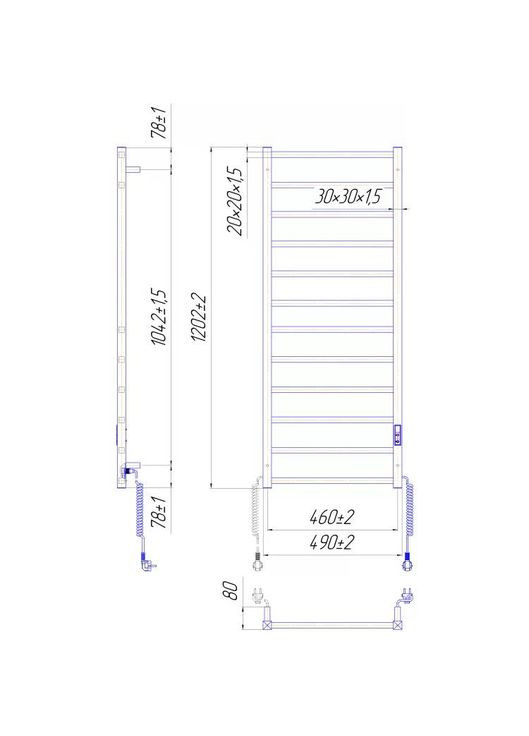 Полотенцесушитель Токио-I 1200х500/80 TR К (2.2.1704.03.P) Mario (323116590)
